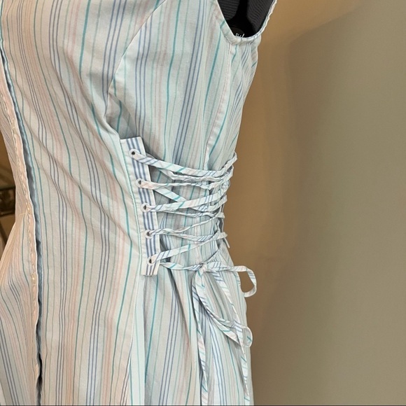 Belle Sky White and Pastel Striped Cotton Dress in size S - Picture 4 of 8